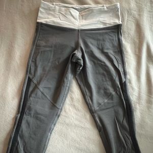 Lululemon Grey capris yoga gym athletic leggings with back zipper pocket